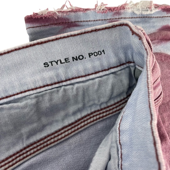 PURPLE BRAND Slim-fit Spray Effect Denim Jeans Coral NWT Sz 34 - Picture 9 of 13